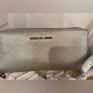 Large, Silver Wallet by Michael Kors